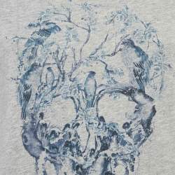 Alexander McQueen Grey Cotton Skull Print Crew Neck T-Shirt XS