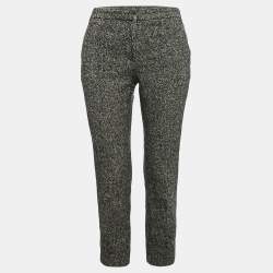 Alexander McQueen Black Herringbone Boucle Wool Capri Pants S