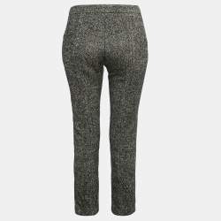 Alexander McQueen Black Herringbone Boucle Wool Capri Pants S