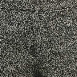 Alexander McQueen Black Herringbone Boucle Wool Capri Pants S