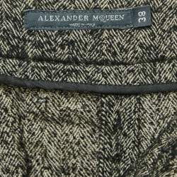 Alexander McQueen Black Herringbone Boucle Wool Capri Pants S