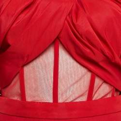 Alexander McQueen Red Tulle Trim Chiffon Corset Gown S