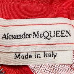 Alexander McQueen Red Tulle Trim Chiffon Corset Gown S