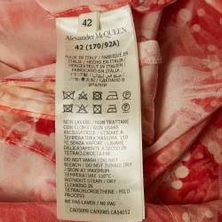 Pre Owned Alexander McQueen Pink Floral Print Silk Pyjama Shirt and Pants Set M