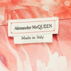 Pre Owned Alexander McQueen Pink Floral Print Silk Pyjama Shirt and Pants Set M