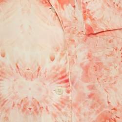Pre Owned Alexander McQueen Pink Floral Print Silk Pyjama Shirt and Pants Set M
