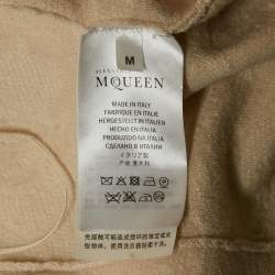 Pre Owned Alexander McQueen Cream Jacquard Stretch Knit Sleeveless Mini Dress M