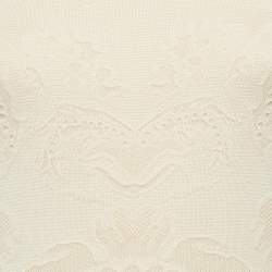 Pre Owned Alexander McQueen Cream Jacquard Stretch Knit Sleeveless Mini Dress M