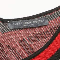 Pre Owned Alexander McQueen Black/Multicolor Jacquard Wool Knit Bodycon Dress XS