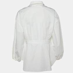 Alexander McQueen White Cotton Button Front Peplum Shirt L