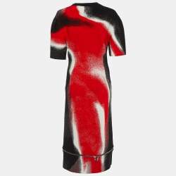 Alexander McQueen Red Mushroom Spores Jacquard Knit Midi Dress M