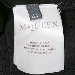 Pre Owned Alexander McQueen Black Silk Ruffled Button Front Blouse M