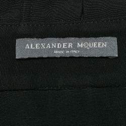 Pre Owned Alexander McQueen Black Silk Ruffled Button Front Blouse M