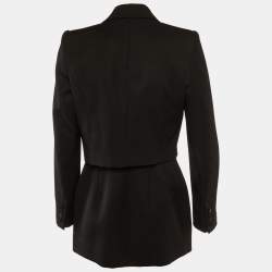 Pre Owned Alexander McQueen Black Wool & Lace Inset Cocktail Blazer M