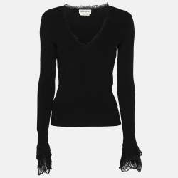 Alexander McQueen Black Rib Knit Top XL