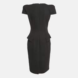 Alexander McQueen Black Wool Cowl Neck Pencil Dress M