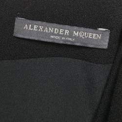 Alexander McQueen Black Wool Cowl Neck Pencil Dress M