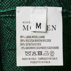 Alexander McQueen Green Wool Blend Jacquard Knit Sleeveless Midi Dress M