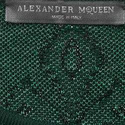 Alexander McQueen Green Wool Blend Jacquard Knit Sleeveless Midi Dress M