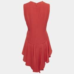 Alexander McQueen Red Crepe High-Low Flared Top M