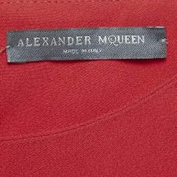 Alexander McQueen Red Crepe High-Low Flared Top M