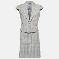 Valentino Grey/Pink Price Of Wales Wool Skirt and Top Set M 