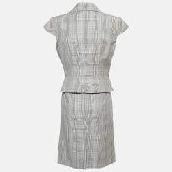 Valentino Grey/Pink Price Of Wales Wool Skirt and Top Set M 