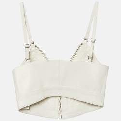 Alexander McQueen White Leather Bralette Crop Top M