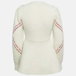 Alexander McQueen White Argyle Intarsia Rib Knit Sweater XXS
