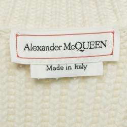 Alexander McQueen White Argyle Intarsia Rib Knit Sweater XXS