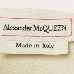 مملوكة مسبقًا Alexander McQueen Off White Stretch Knit Ruffled Crop Top XS