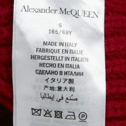 Alexander McQueen Red Wool Rib Knit Asymmetric Turtle Neck Sweater S