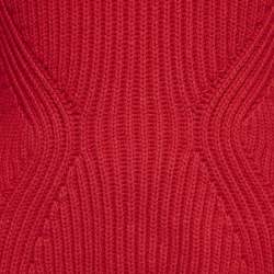 Alexander McQueen Red Wool Rib Knit Asymmetric Turtle Neck Sweater S