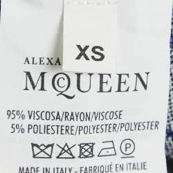 Alexander McQueen Black/Blue Patterned Stretch Knit Short Dress XS