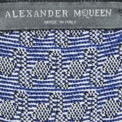 Alexander McQueen Black/Blue Patterned Stretch Knit Short Dress XS