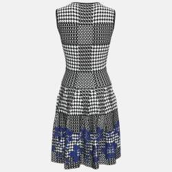 Alexander McQueen Black/Blue Patterned Stretch Knit Short Dress XS