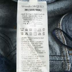 Alexander McQueen Blue Denim Dual Tone Pleated Mini Skirt S