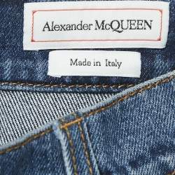 Alexander McQueen Blue Denim Dual Tone Pleated Mini Skirt S