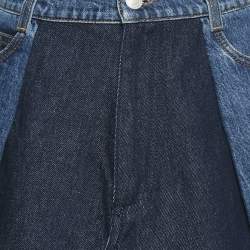 Alexander McQueen Blue Denim Dual Tone Pleated Mini Skirt S