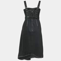 Alexander McQueen Black Denim Bustier Midi Dress M