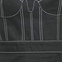Alexander McQueen Black Denim Bustier Midi Dress M