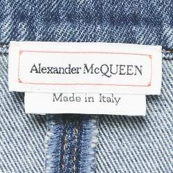 Alexander McQueen Blue Denim Puff Sleeve Flared Midi Dress M
