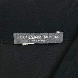 Alexander McQueen Black Crepe V-Neck Midi Dress S