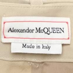 Pre Owned Alexander McQueen Beige Cotton Asymmetric Trench Belted Skirt M