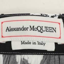 Alexander McQueen Black/White Abstract Print Cotton Pleated Skirt S