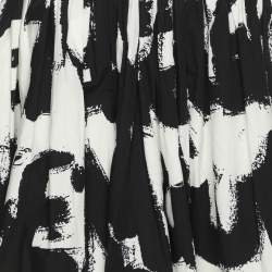 Alexander McQueen Black/White Abstract Print Cotton Pleated Skirt S