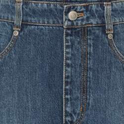 Alexander McQueen Blue Denim Bustier Midi Dress S