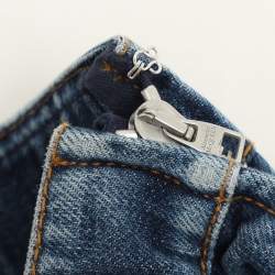 Alexander McQueen Blue Denim Bustier Midi Dress S