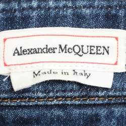 Alexander McQueen Blue Denim Bustier Midi Dress S