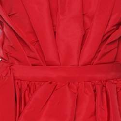 Alexander McQueen Red Polyester Pleated Taffeta Bustier Top S